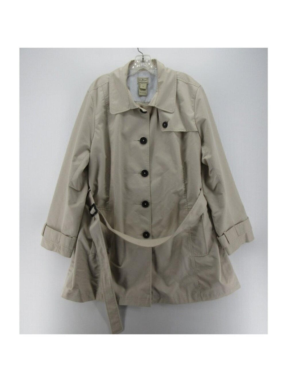 LL Bean Jacket 2X Plus Trench Coat Button Up Heritage Belted *